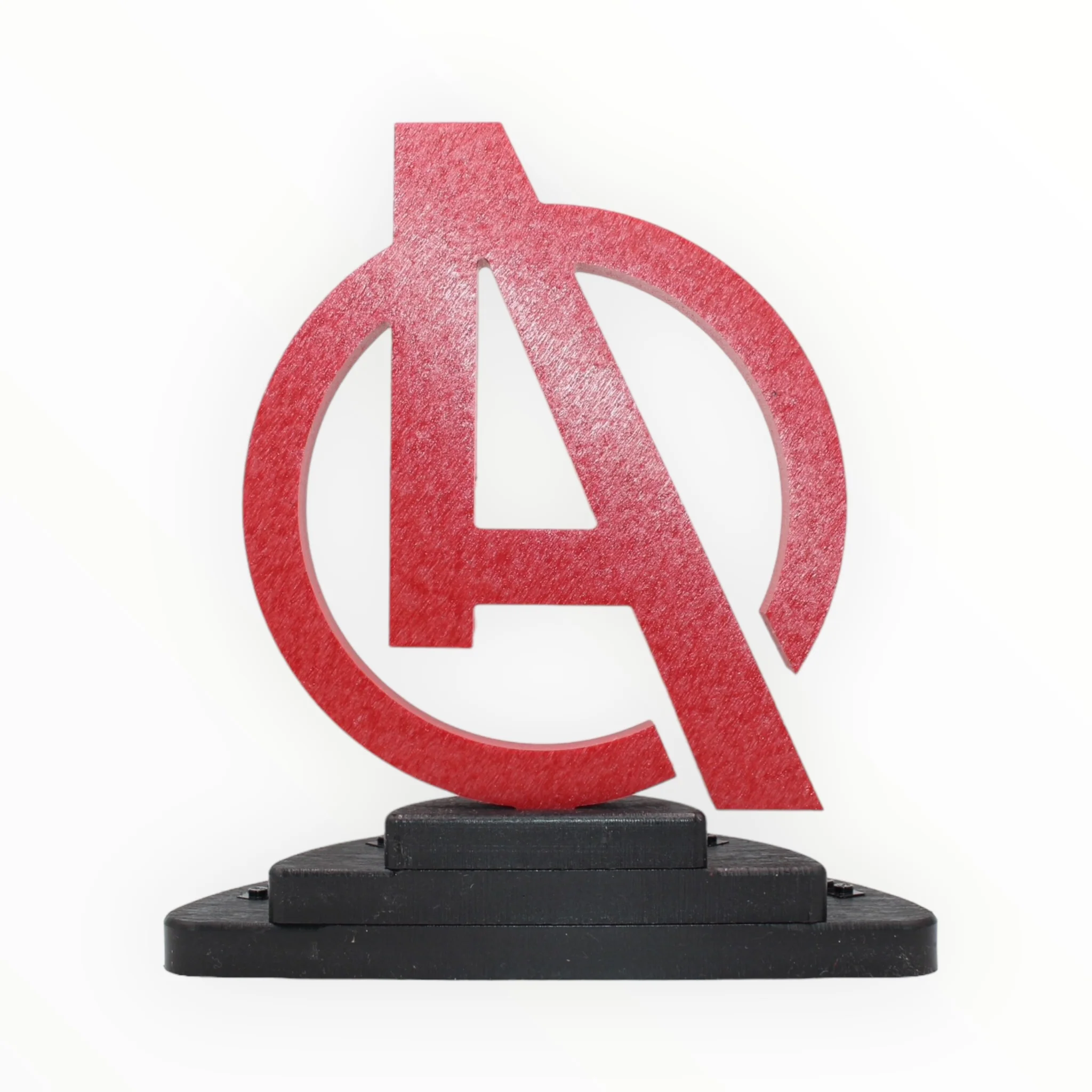Avengers-Themed Minifigure Display Stand (red symbol, black studs) - Image 3