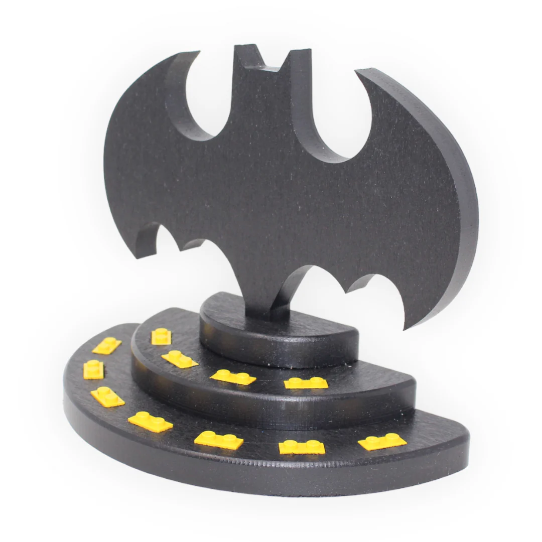 Batman-Themed Minifigure Display Stand (black symbol, yellow studs) - Image 2