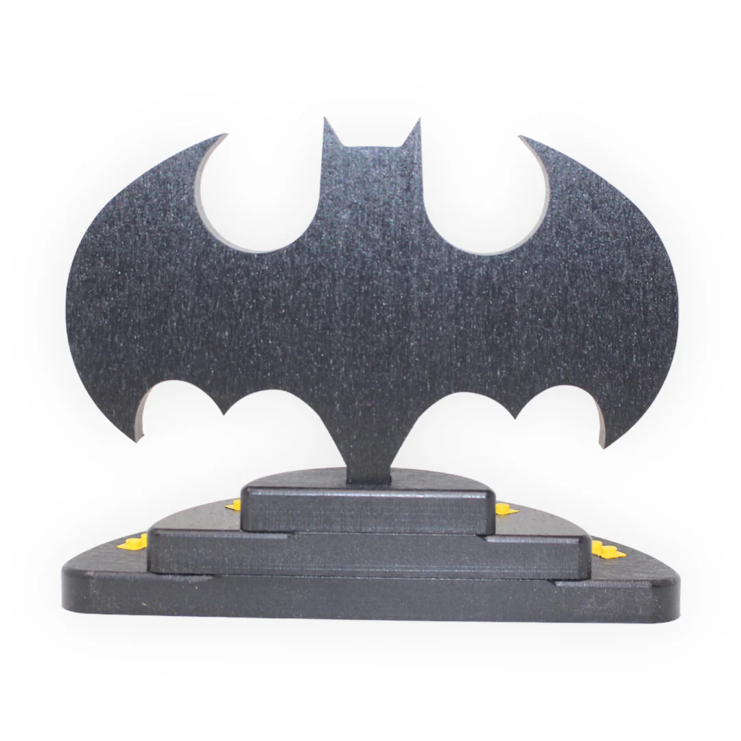 Batman-Themed Minifigure Display Stand (black symbol, yellow studs) - Image 3