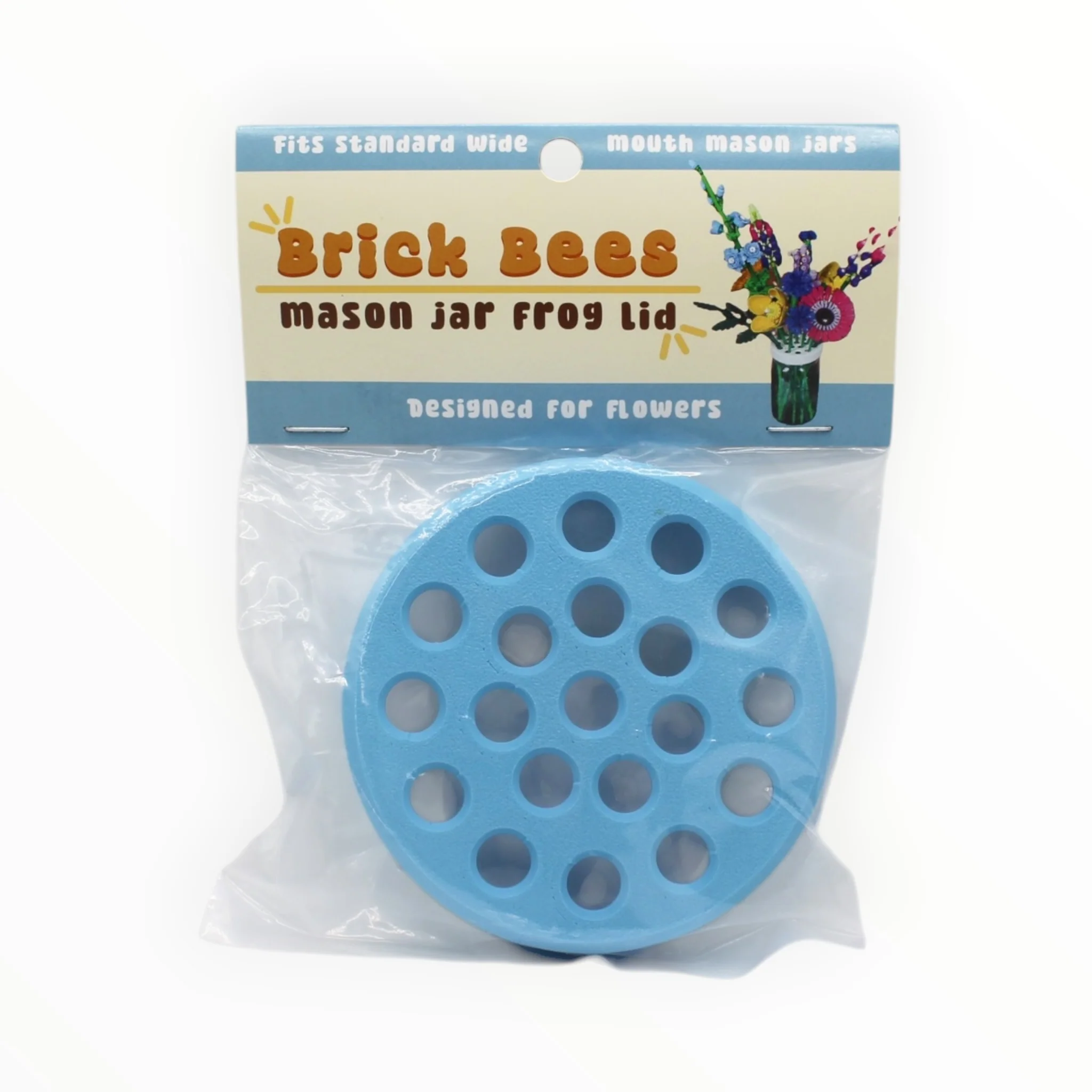 Brick Bees Mason Jar Frog Lid - Blue