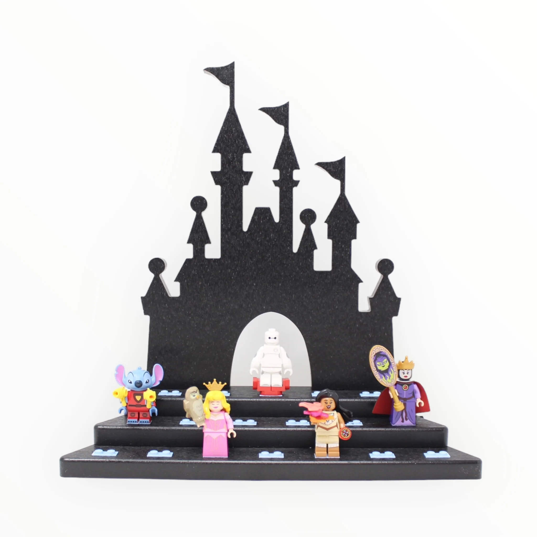 Castle-Themed Minifigure Display Stand (black symbol, blue studs)