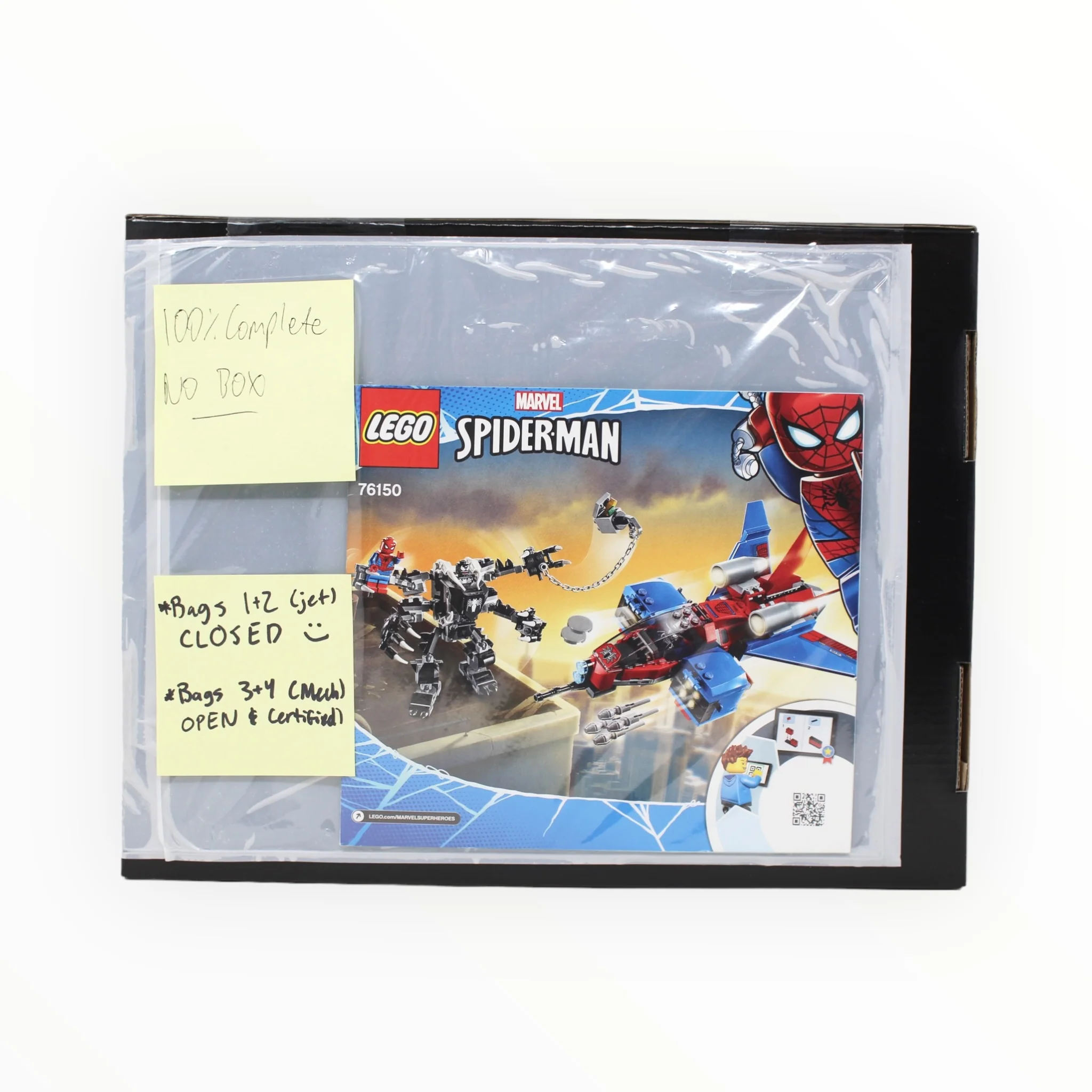 Certified Used Set 76150 Spider-Man Spiderjet vs. Venom Mech (no box, some bags sealed)