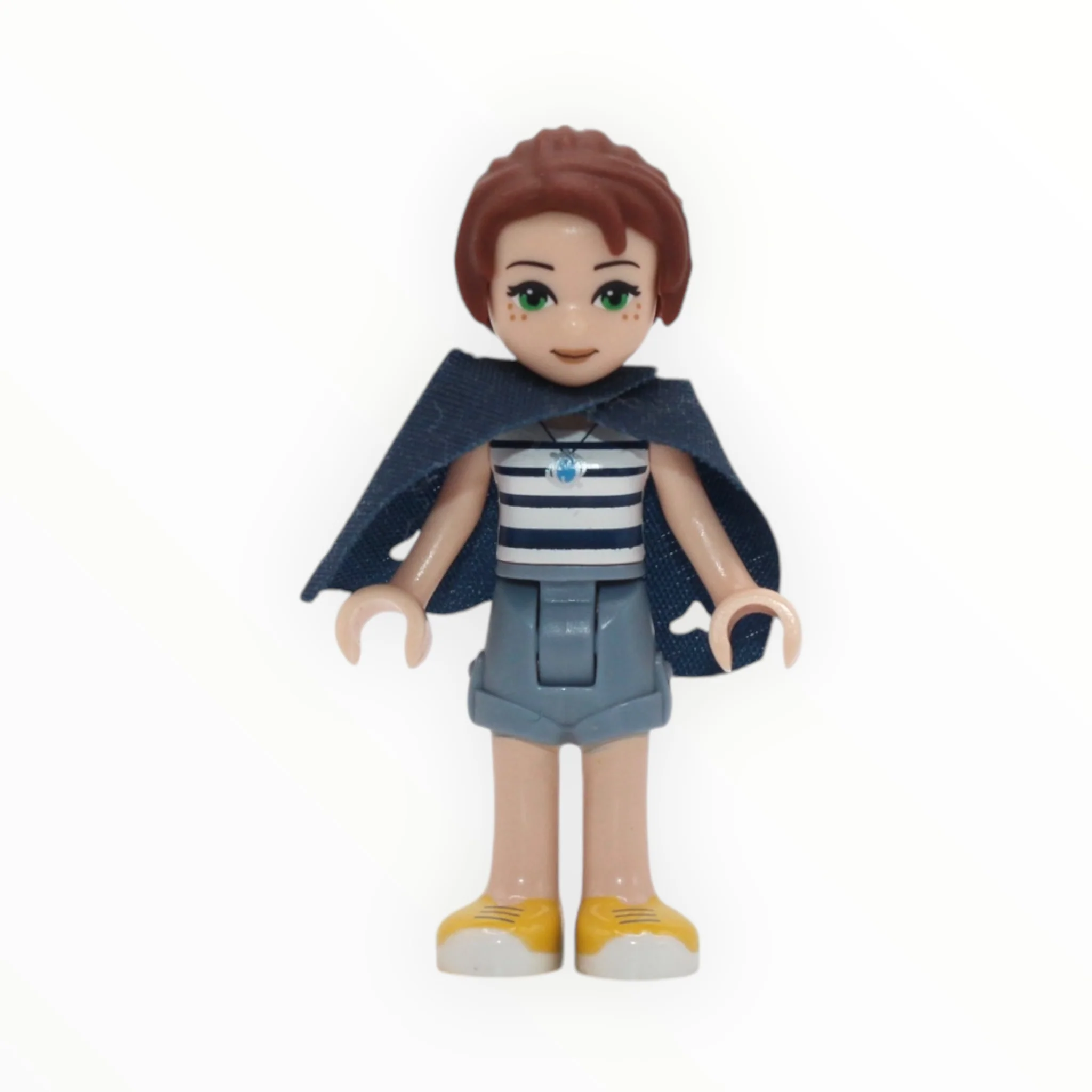 Emily Jones (sand blue shorts, dark blue cape)