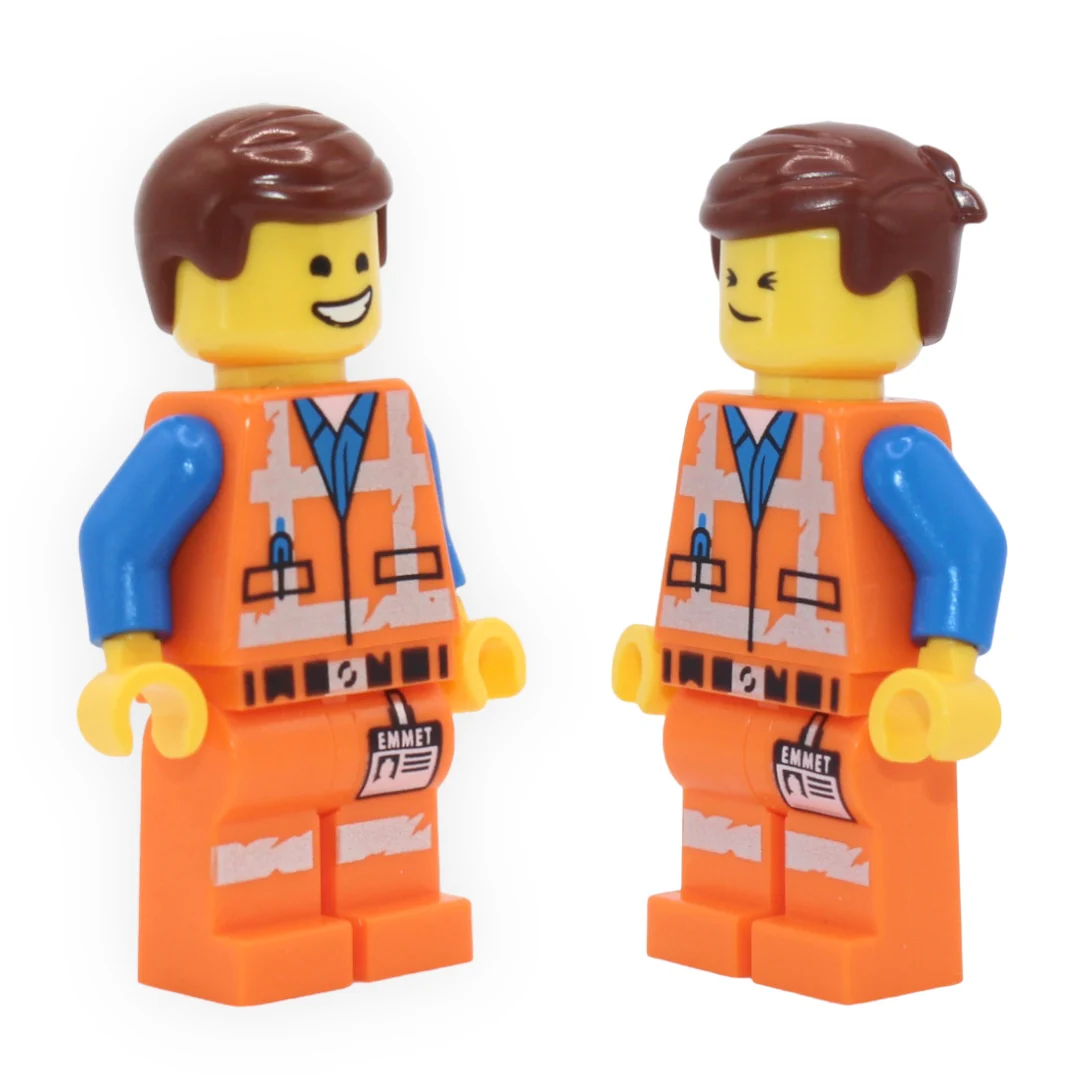 Emmet (smile / cheerful, worn uniform)