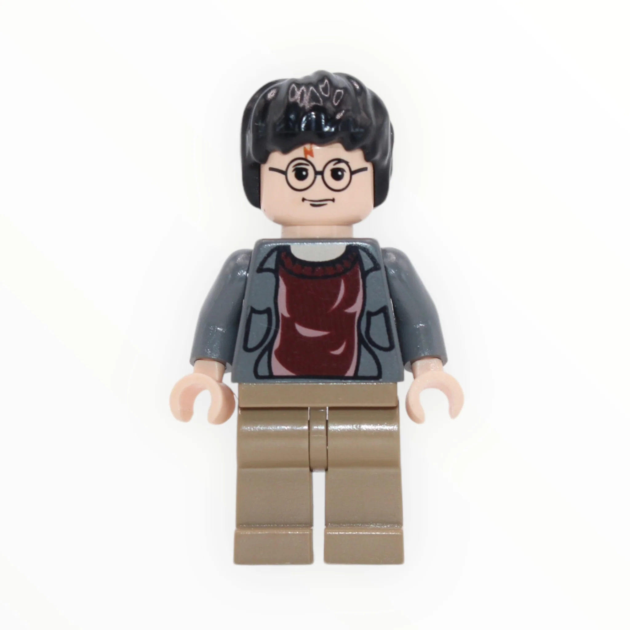 Harry Potter (dark bluish gray jacket, dark red shirt, dark tan legs, 2004)