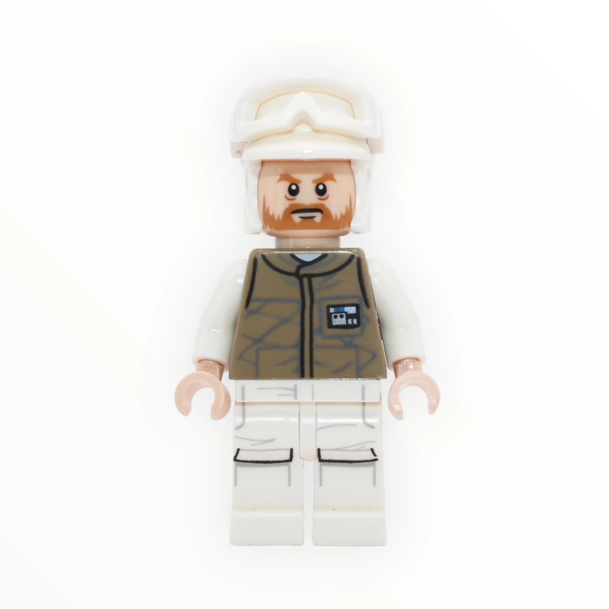 Hoth Rebel Trooper (dark tan uniform, white hat, brown beard, printed white legs, 2016) - Image 2