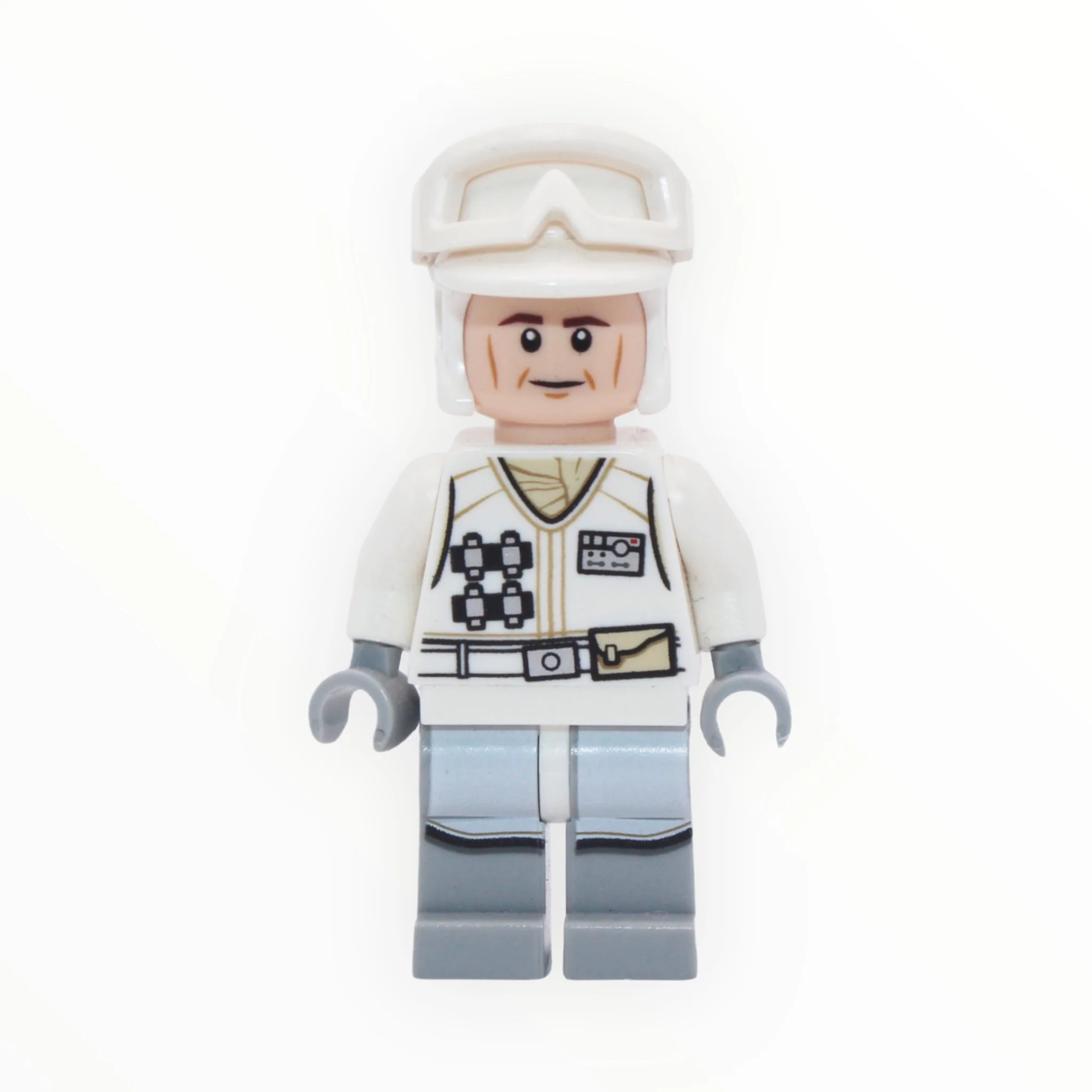 Hoth Rebel Trooper (white uniform and hat, cheek lines, printed light bluish gray legs, 2016)