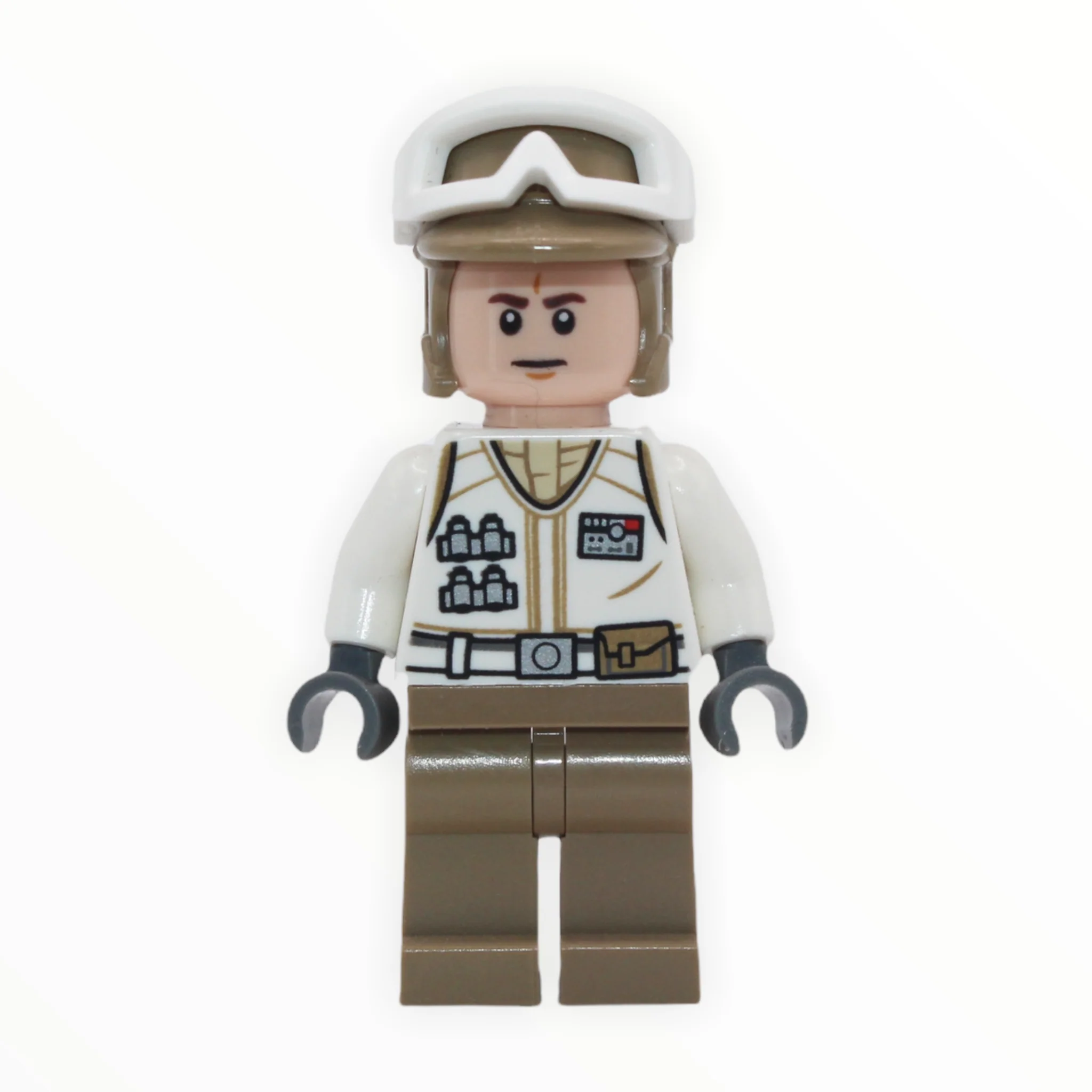 Hoth Rebel Trooper (white uniform, frown, dark tan legs, 2019)