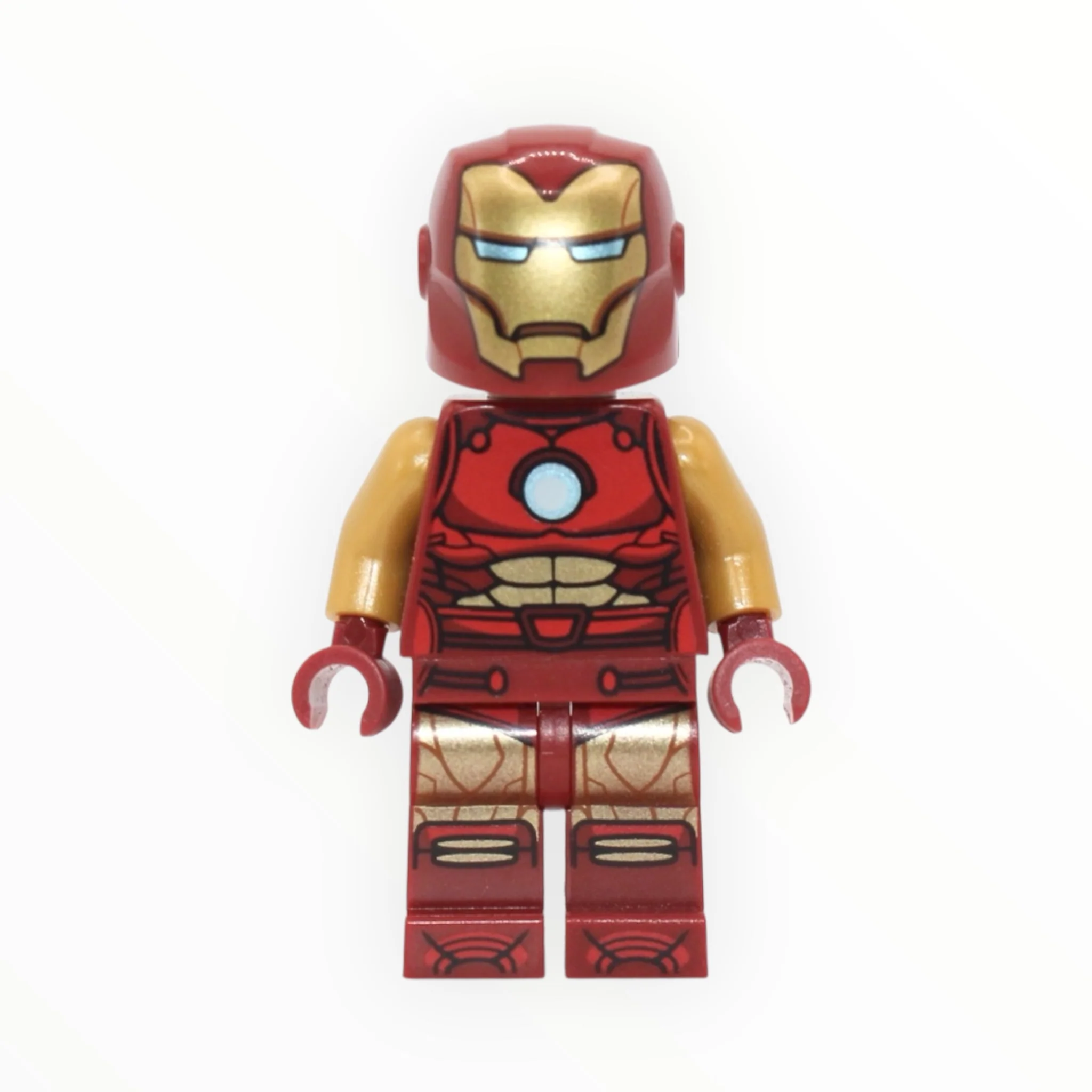 Iron Man (one-piece helmet, gold arms, round Arc Reactor, 2023)