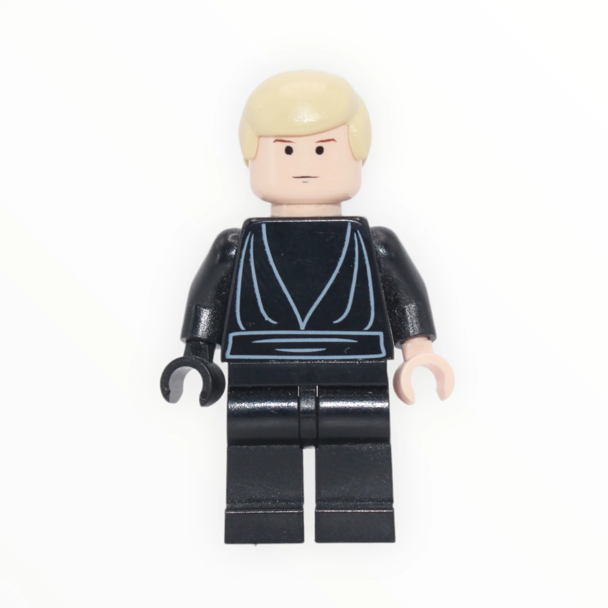 Luke Skywalker (black tunic, one black and one light nougat hand, solid black eyes, 2008)