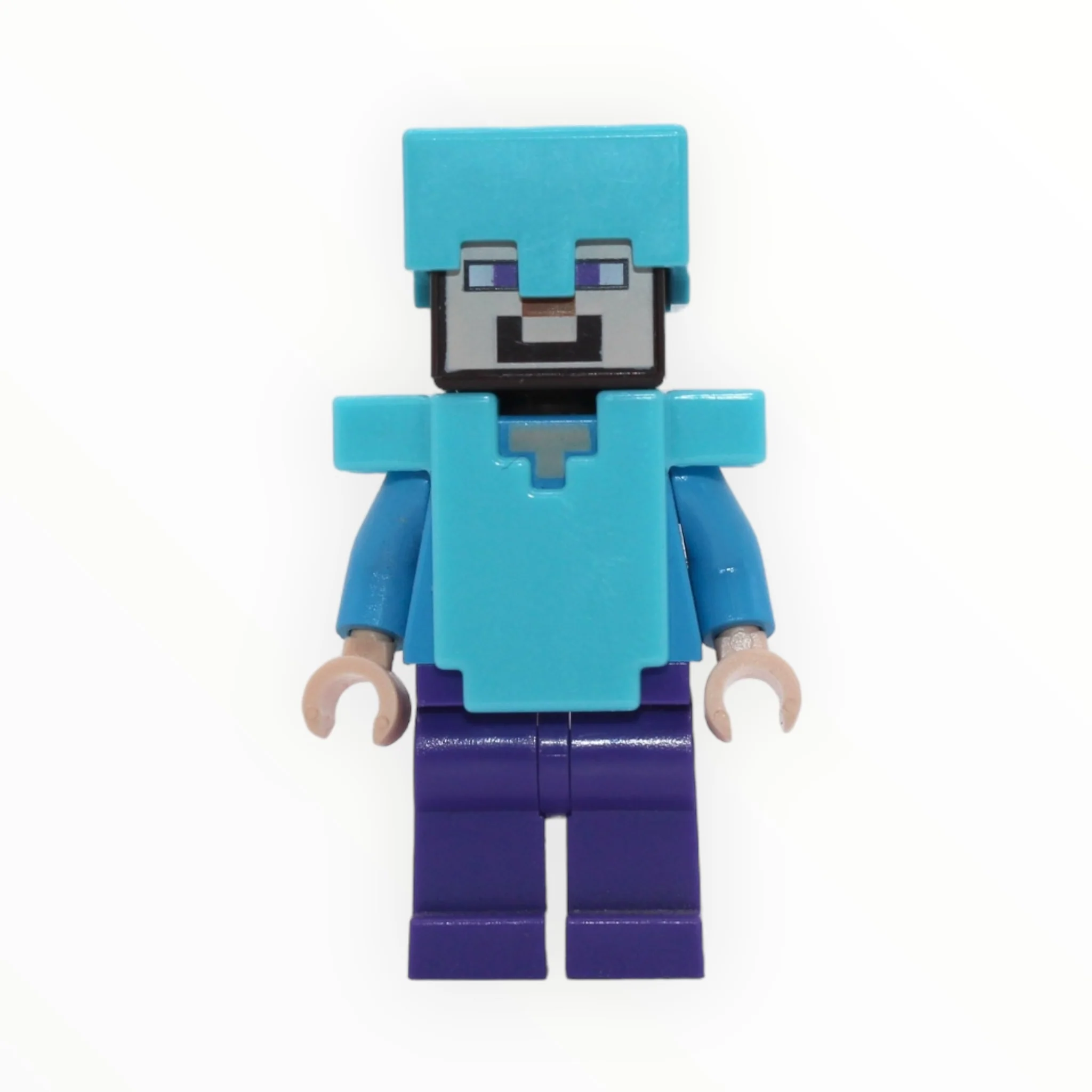 Minecraft Steve (medium azure helmet and armor, purple legs)