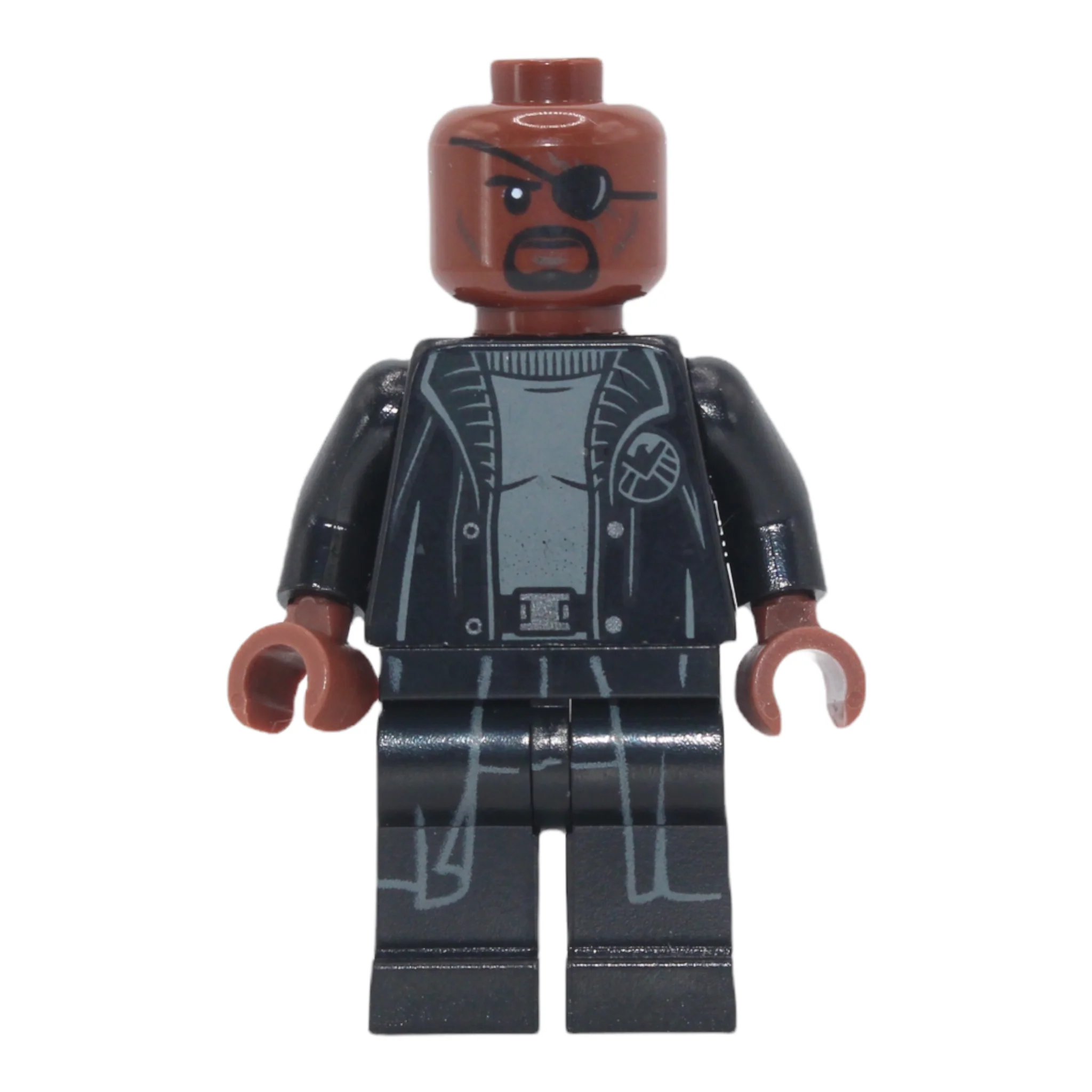 Nick Fury (long coat with badge, shirt tail)