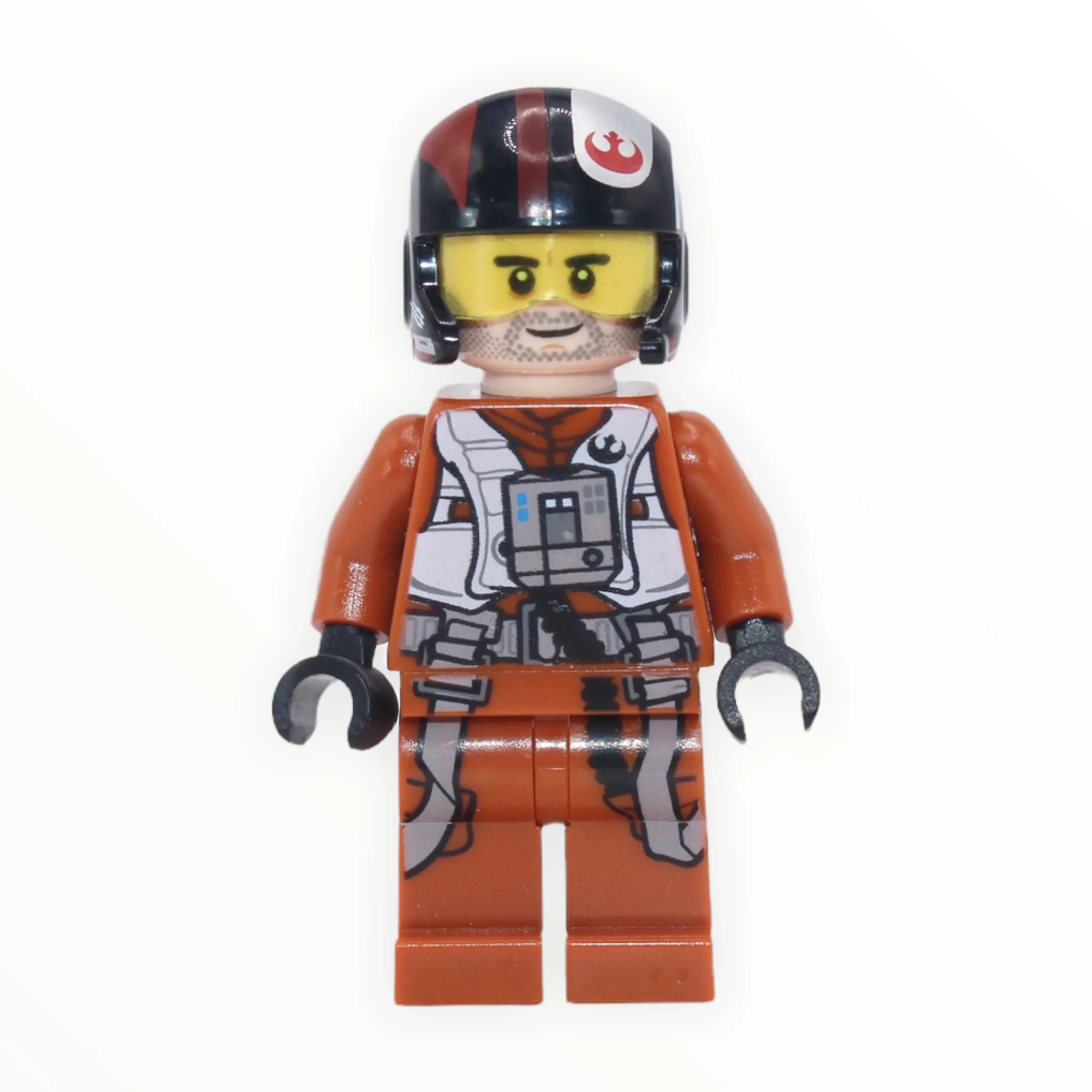 Poe Dameron (The Force Awakens, dark orange pilot jumpsuit, helmet, 2015)
