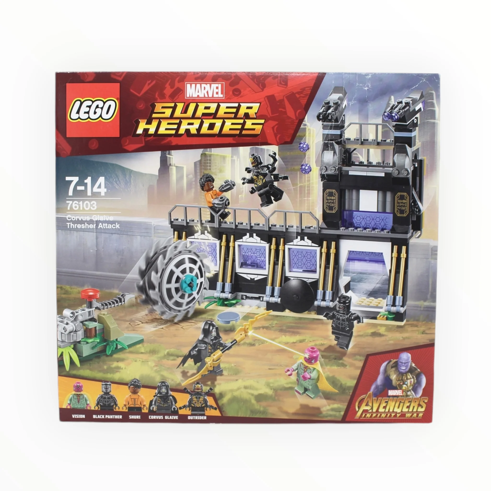 Retired Set 76103 Marvel Super Heroes Corvus Glaive Thresher Attack (damaged box)