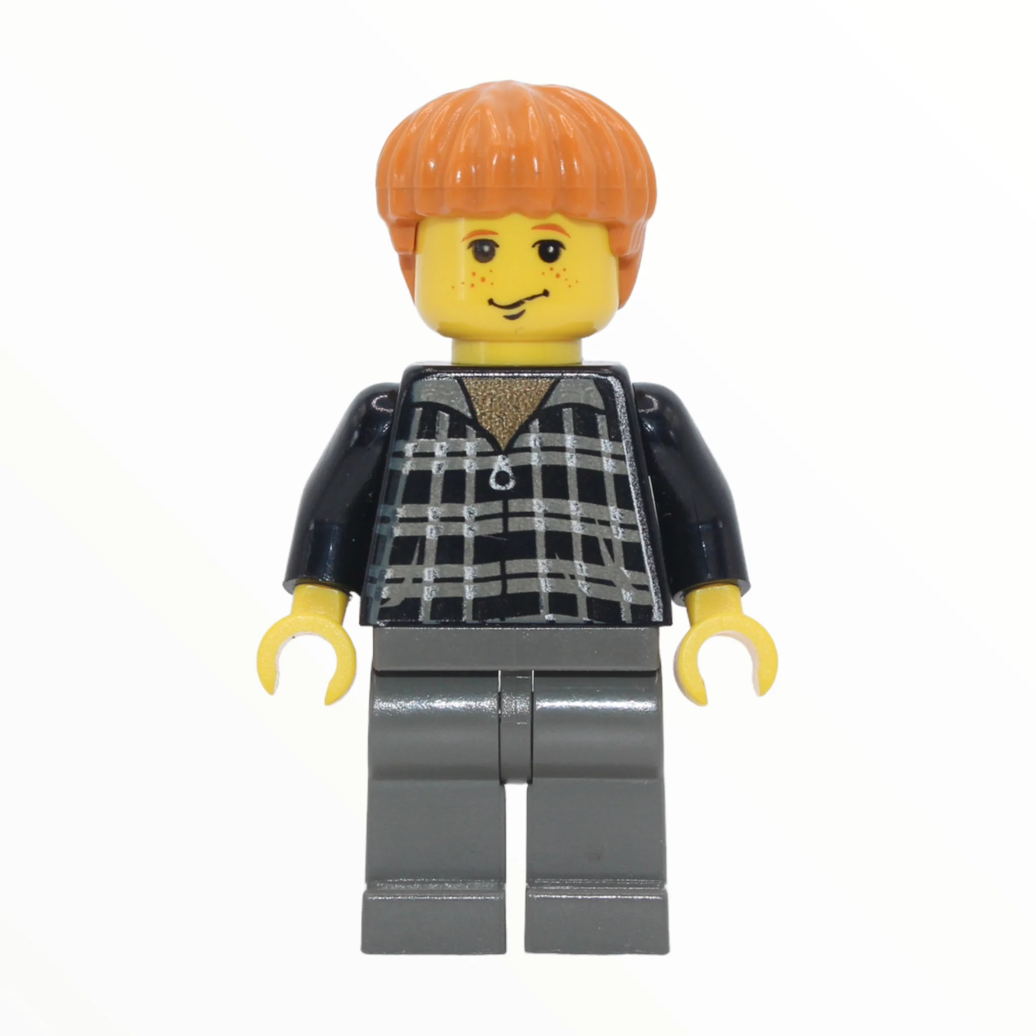 Ron Weasley (black and white plaid shirt, yellow skin)