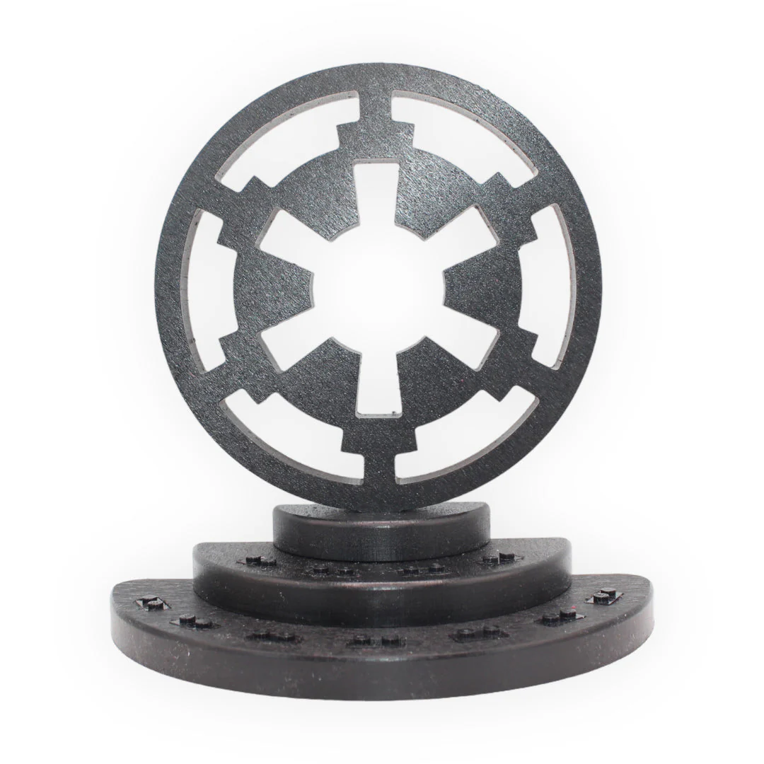 Star Wars Imperial-Themed Display Stand (black symbol, black studs)