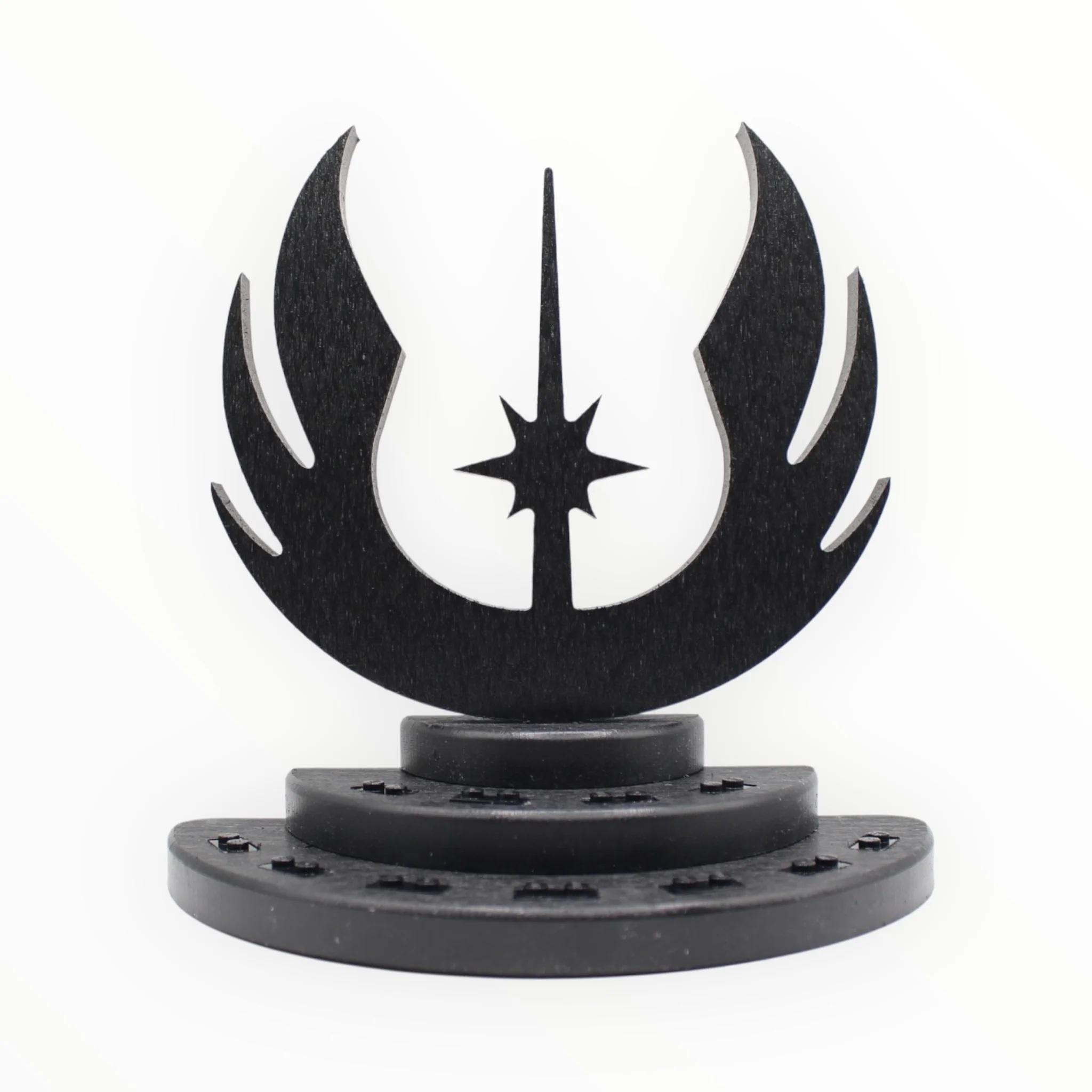 Star Wars Jedi-Themed Minifigure Display Stand (black symbol, black studs)