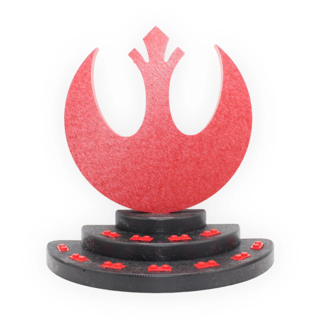 Star Wars Rebel-themed Display Stand (red symbol, red studs)