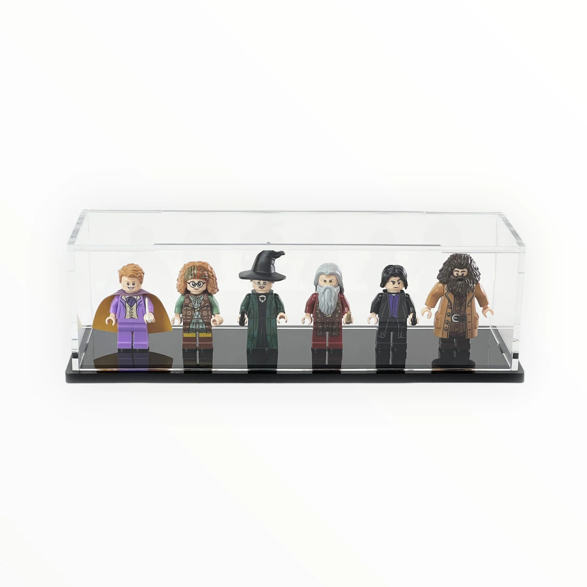 Tricked Out Bricks Minifigure Display Case (6 figures, black base)